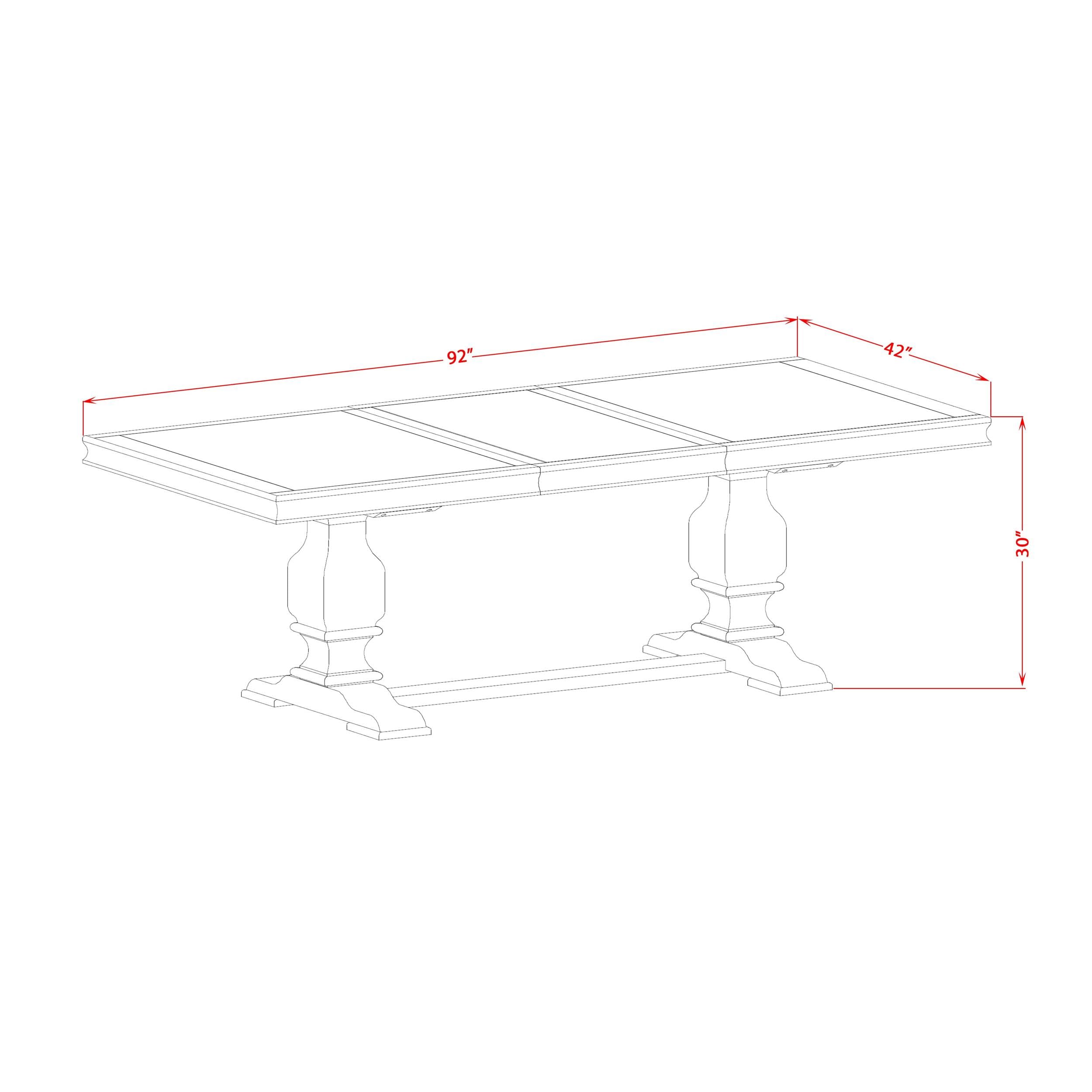 Rectangular Dining Table with Removable Tabletop - Antique Walnut Finish