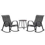 3-Piece Outdoor Bistro Rocking Chair Set Rocker Seating Outside for Front Porch Garden