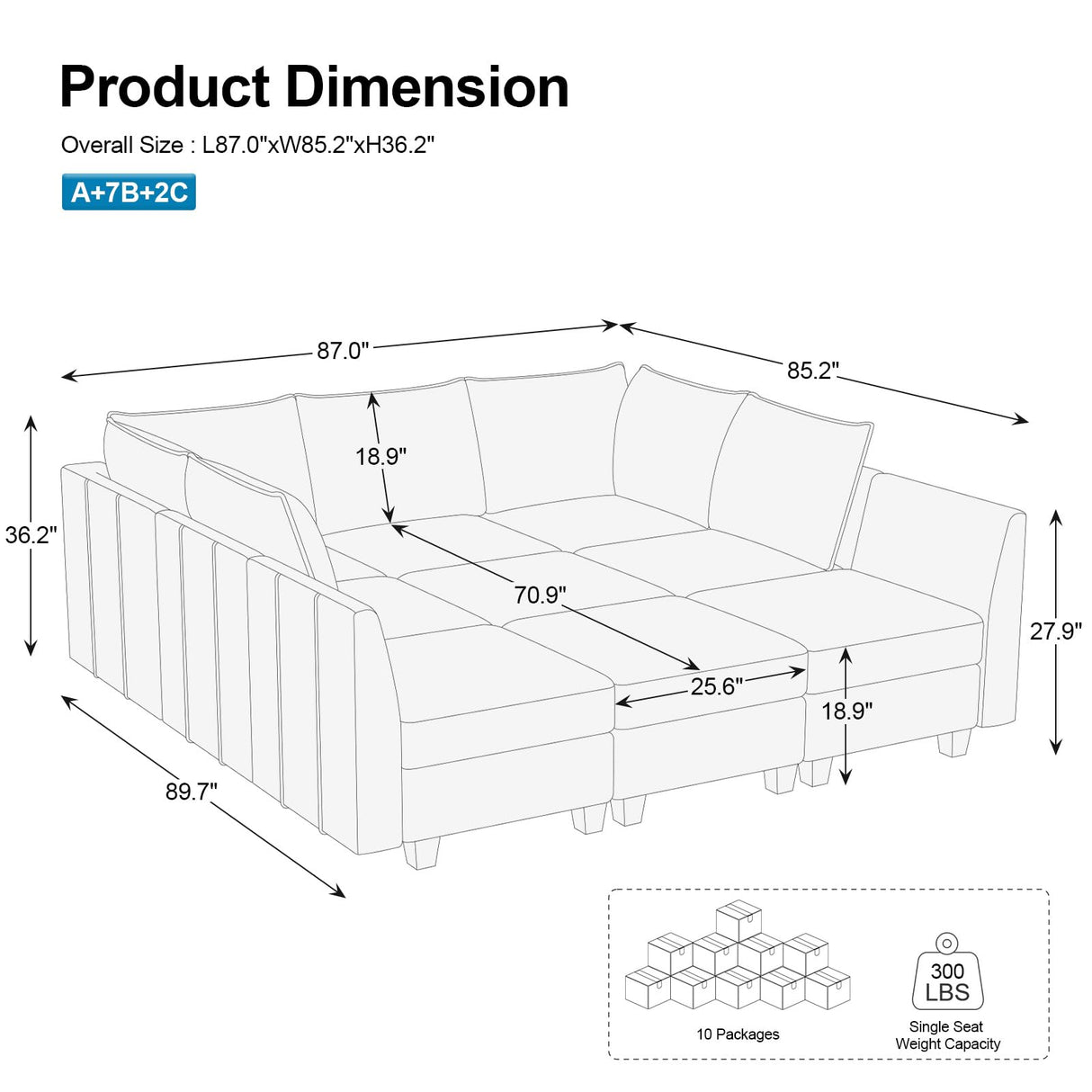 Modular Sectional Sofa Sleeper Couch with Storage Velvet Sectional Sofa Bed, 8 Seats,