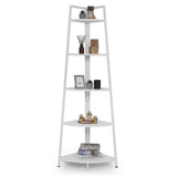 Tall Corner Shelf Stand, 5-Tier Display Shelves, Ladder Corner Wood Storage Plant Bookshelf