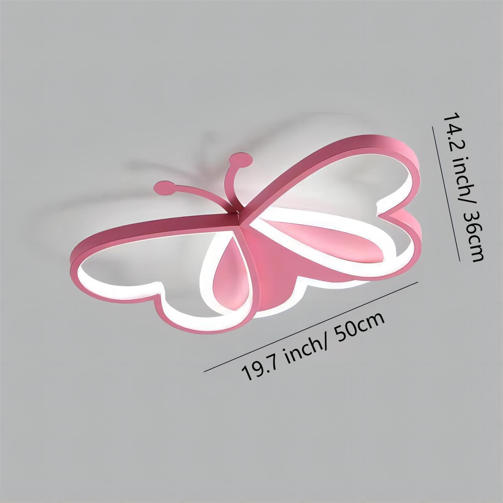 Dimmable LED Flush Mount Ceiling Light with Remote - 19.7 Inch Butterfly Design