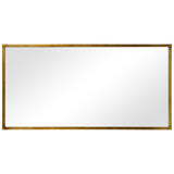 Brushed Gold Metal Framed Rectangular Wall Mirror, Ready to Hang, Living Room