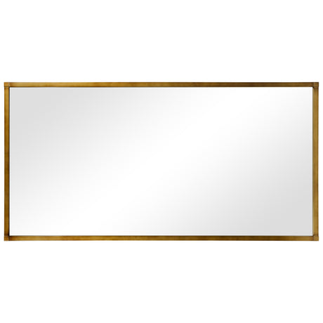 Brushed Gold Metal Framed Rectangular Wall Mirror, Ready to Hang, Living Room