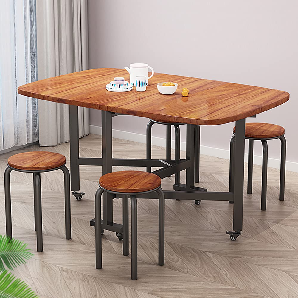 Multifunction Table Drop Leaf Dining Table - 47" Solid Wooden Foldable Kitchen Table