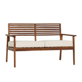 Modern Cushioned Solid Acacia Wood Loveseat