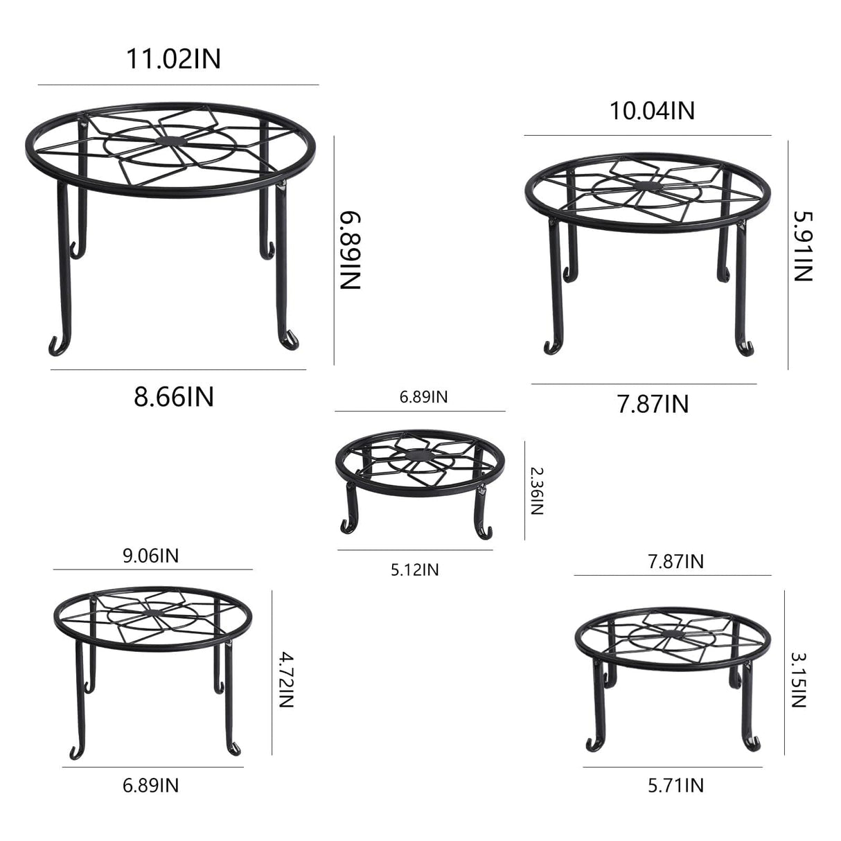 5 Pack Metal Plant Stands,Heavy Duty Potted Holder for Flower Pot