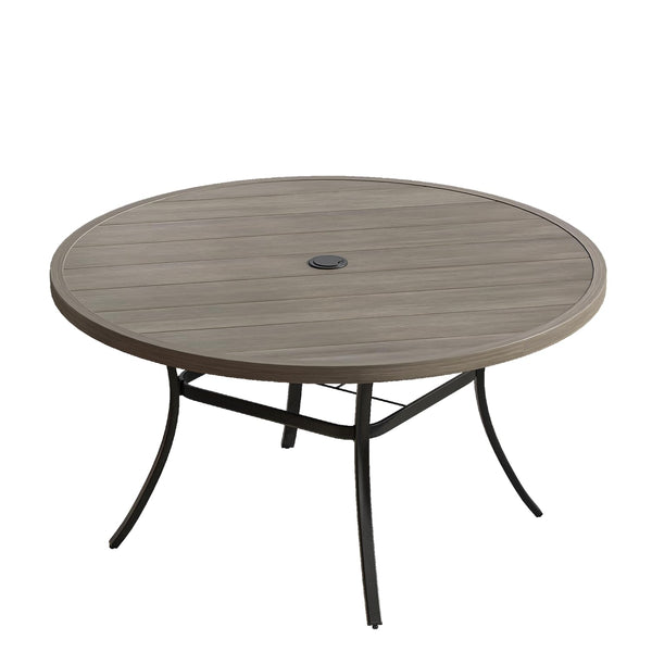 54" Outdoor Round Patio Table for Lawn Garden, All Weather Metal Black Round Patio Dining Table