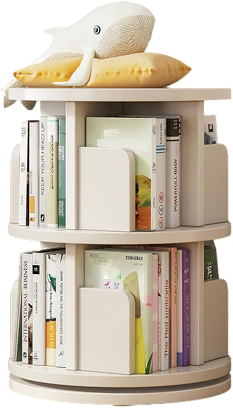 5 Tier Rotating Bookshelf, 360 Display Corner Bookshelf for Small Space