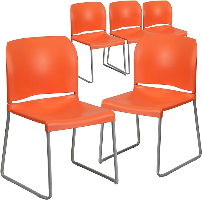 HERCULES Series 880 lb. Capacity Yellow Full Back Contoured Stack Chair