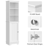 Bathroom Storage Cabinet, Tall Slim Cabinet with 3 Shelves & Door, Floor Freestanding