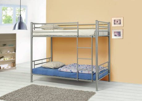 Metal Bunk Bed, Twin, Silver