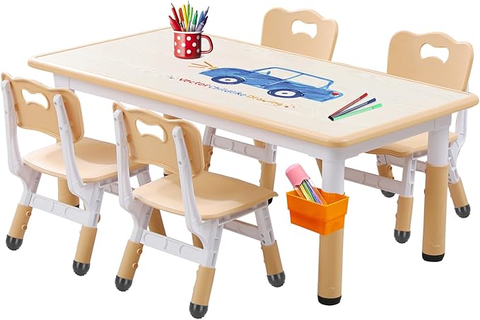 Kids Table and Chair, Toddler Table and Chair Set, Adjustable Kids Table