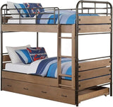 Adams Twin Over Twin Bunk Bed with Trundle in Antique Oak