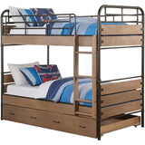 Adams Twin Over Twin Bunk Bed with Trundle in Antique Oak