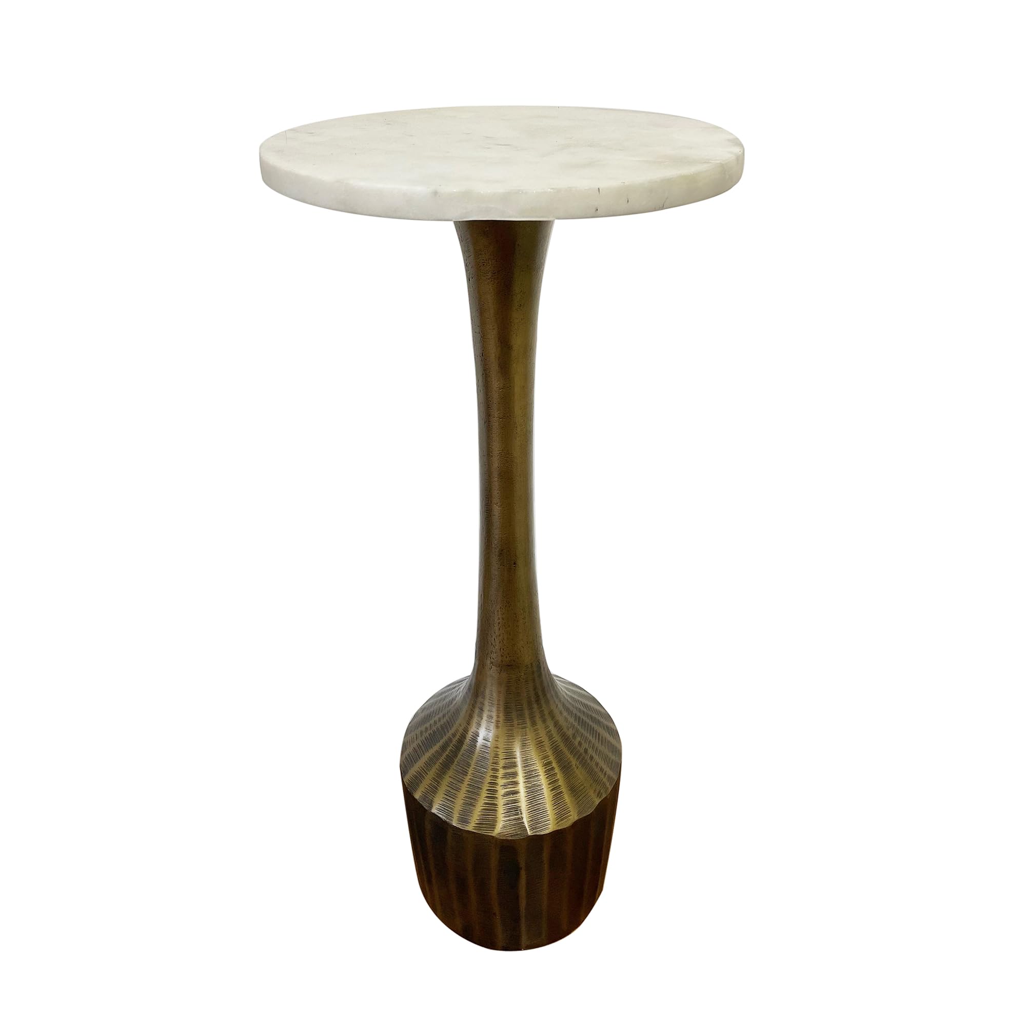 East at Main Indigo Road by Egypt Sherrod Alto Textured Metal Martini Accent Table, Drink Table with Marble Top, Sculptural Design in Antique Bronze Finish (Bronze)