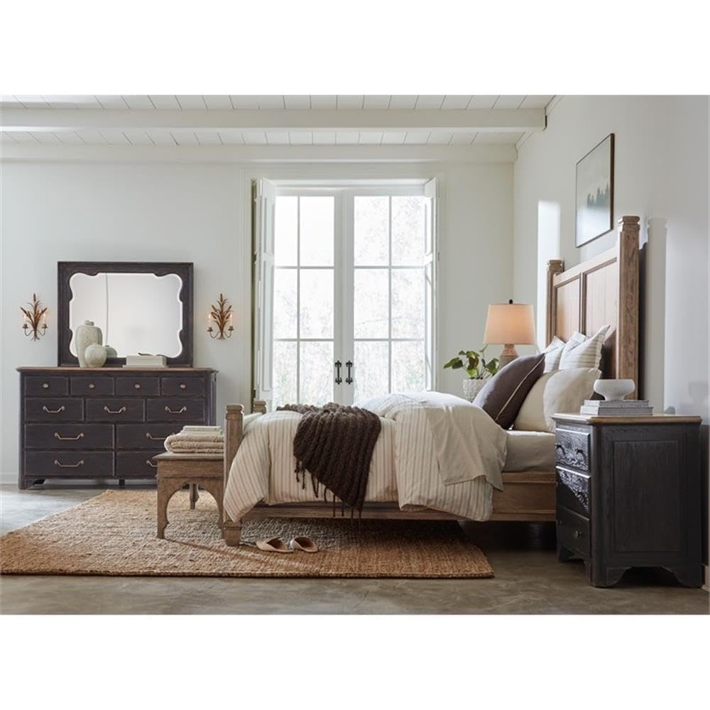 Contemporary Wood Framed Landscape Mirror in Black Finish