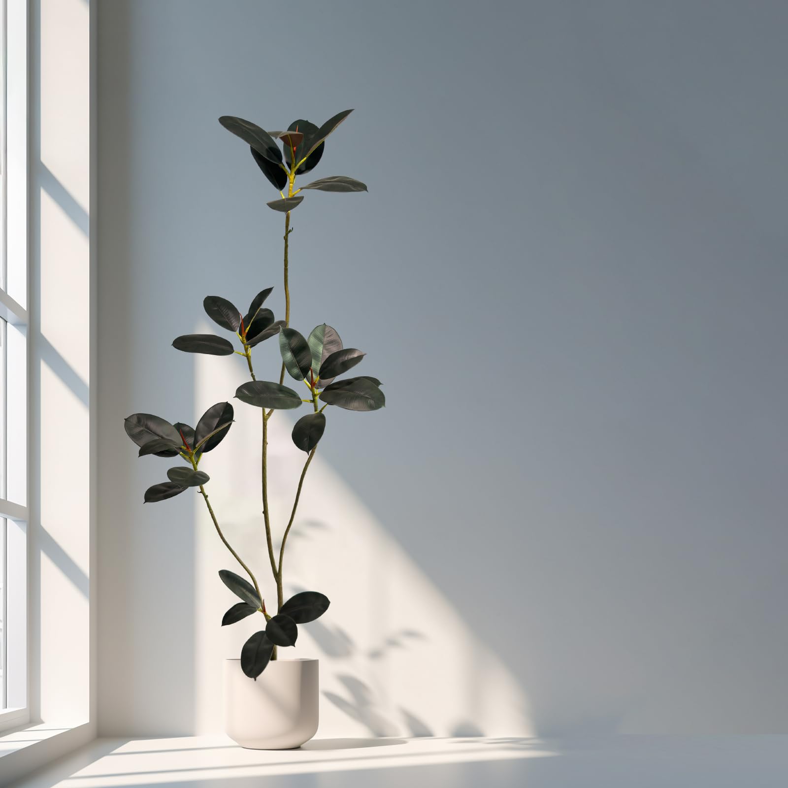 Artificial Rubber Tree,6ft Tall Fake Plants Artificial Rubber Plants for Indoor