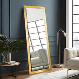 Gallery Full Length Mirror Shiny Gold Wood Frame Full Body Wall Mounted Apartment