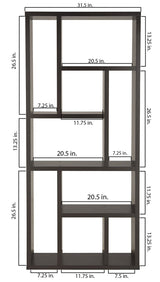 Zevv Modern 9 Open Shelves Vertically/Horizontally Display Shelf, Cappuccino