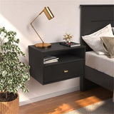 Prepac Transitional 1 Drawer Floating Nightstand with Open Shelf, Wall Mounted Nightstand, Contemporary Bedroom Furniture, 15"D x 22.5"W x 14.5"H, Black