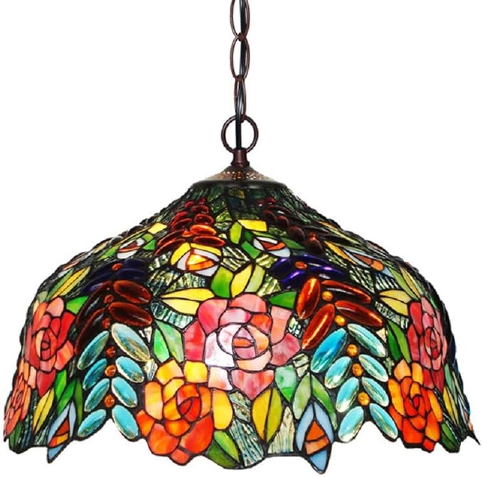 Pendant Light, Stained Glass Chandelier Lamp Tiffany Stylish 3 Lights Bronze Ceiling