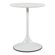 Flower Mid-Century Modern Side Table, White Top with White Base