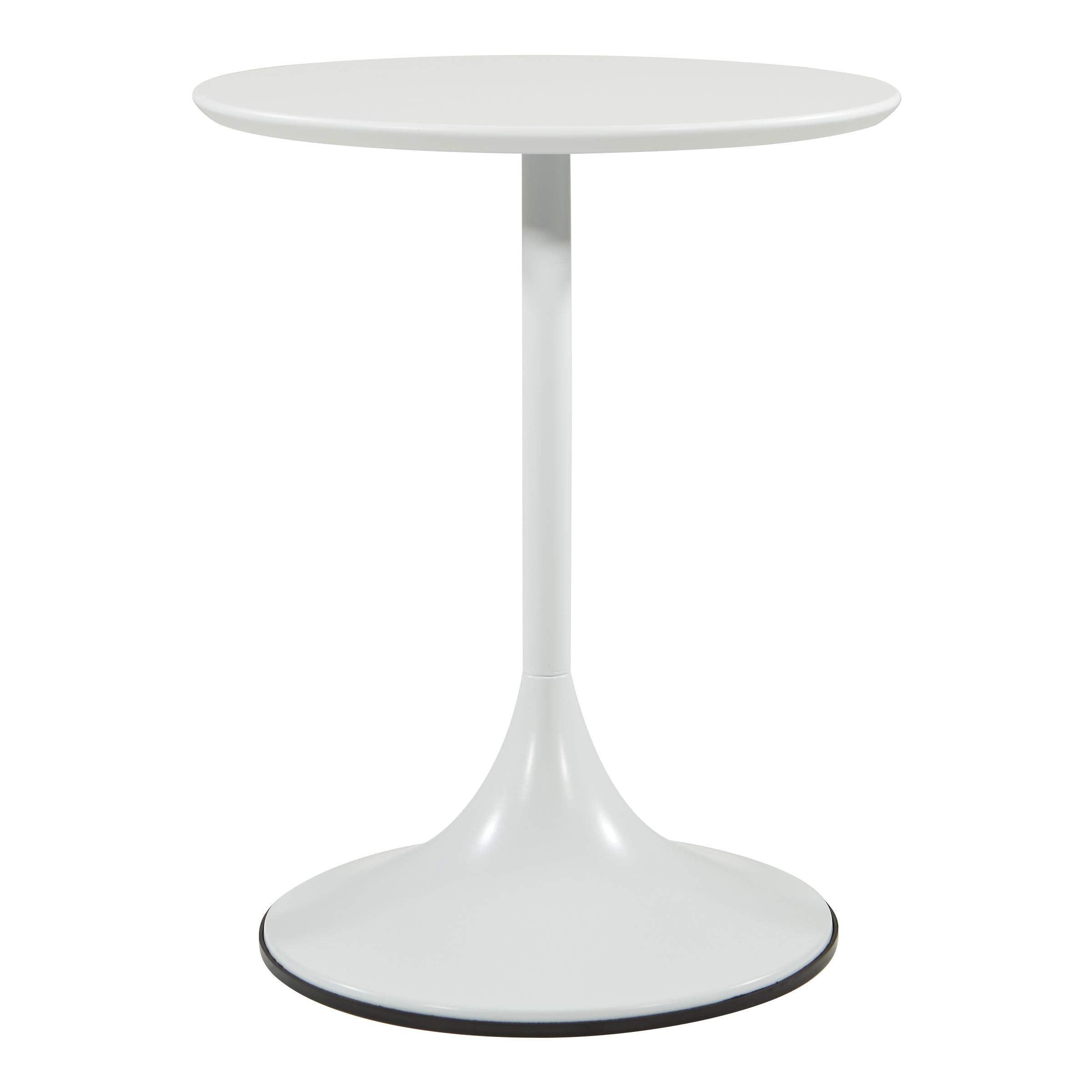 Flower Mid-Century Modern Side Table, White Top with White Base