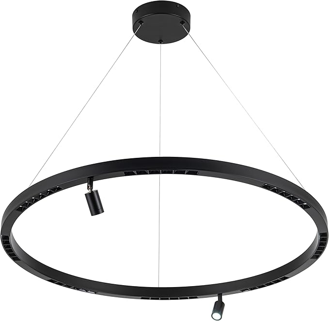 Modern Black Led Pendant Light,36W Dimmable LED Chandelier Lighting Fixture, 1 Ring