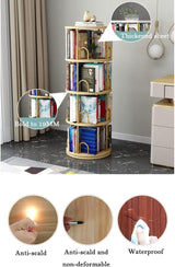Bookcase Librería Iron Art Rotating Bookshelf 360 Display Floor Standing Bookcase Modern Simple Standing Storage Rack for Living Room Kitchen Decor