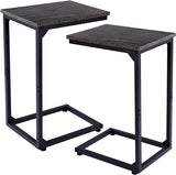 C Shaped Side Table Set of 2, Couch Tables End Table That Slide Under, for Small Space