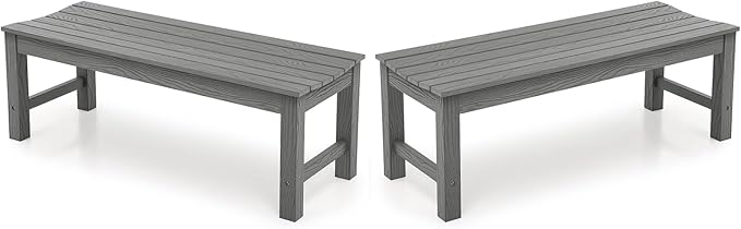 Outdoor Bench, 2-Person Patio Backless Bench with 800 lbs Weight Capacity