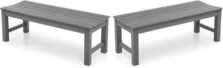 Outdoor Bench, 2-Person Patio Backless Bench with 800 lbs Weight Capacity