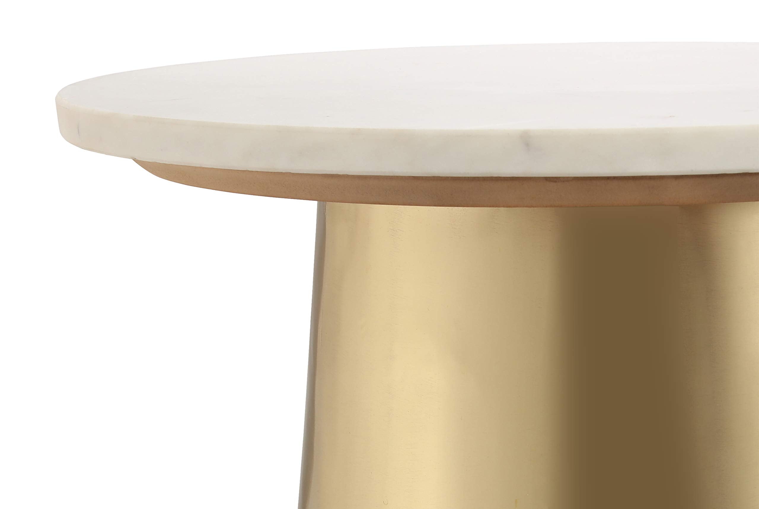 Bleeker Modern Marble Side Table, 20", Gold, White
