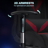 Gaming Chair with Bluetooth Speakers, LED Lights & Massage - Reclining with Footrest