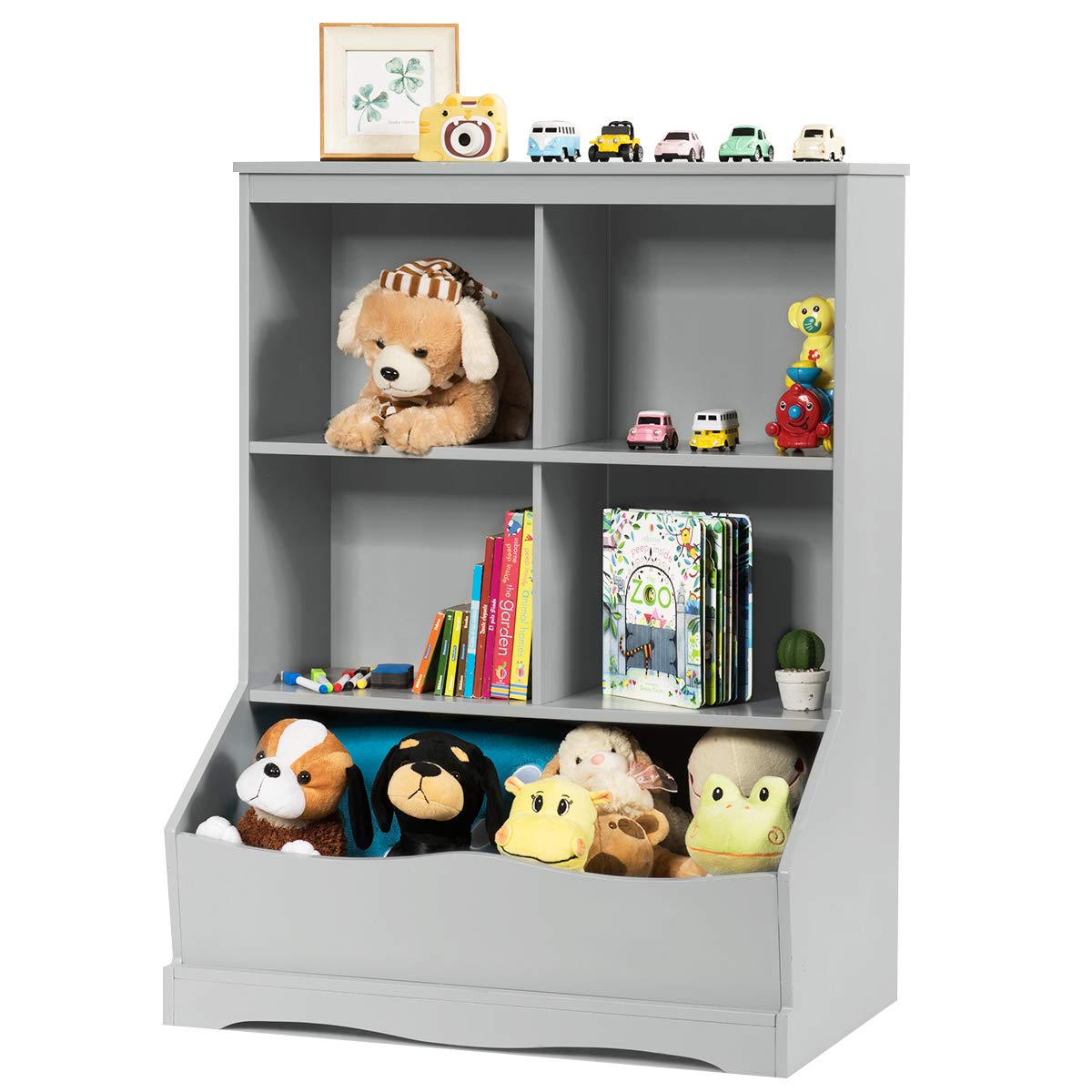 Storage Cabinet, Cubby Toy Organizer, 3 Shelf 4 Cube Units, Storage Bins Cubbies for Kids