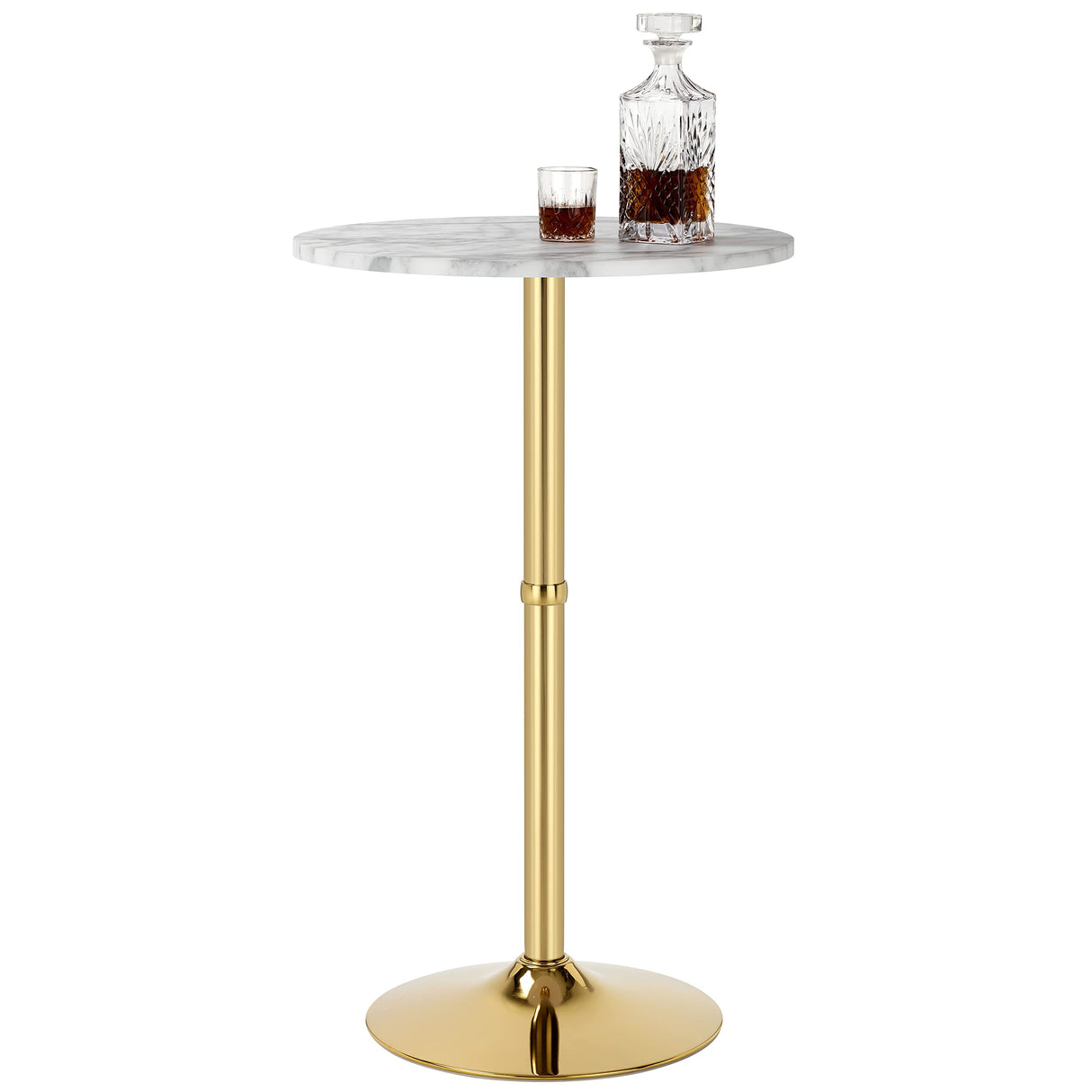 24'' Round Cocktail Bar Table with Metal Base, Tall Bistro Pub Table