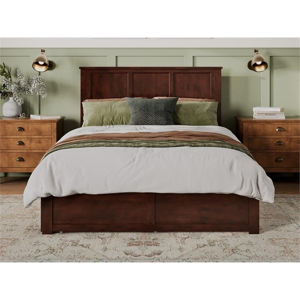 Wood Bed with Twin XL Trundle in Walnut