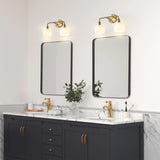 2-Light Gold Brass Bathroom Light Fixture,Wall Sconces,Brushed Gold Vanlity Light