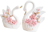 2 Pieces White Swan Figurines, Ceramic Swan Statue Sculpture,