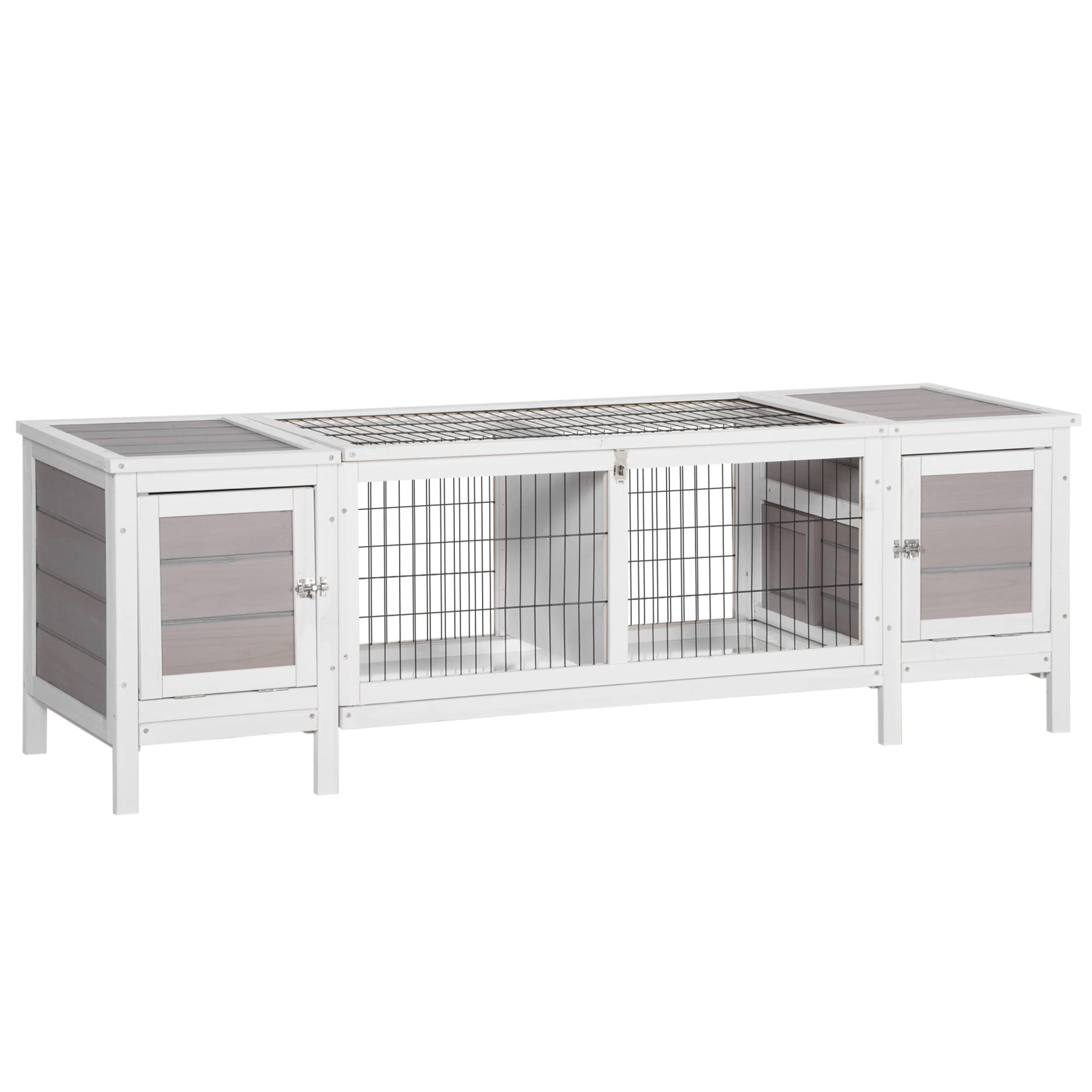 Rabbit Hutch, Bunny Cage, Guinea Pig House with Pull-Out Tray, and Divided Board