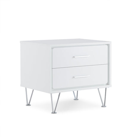 Deoss Wooden Rectangular 2-Drawer Nightstand with V Shaped Legs