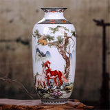 Chinese Ceramics Vase Handmade Fine Smooth Surface Decorative Animal Horses