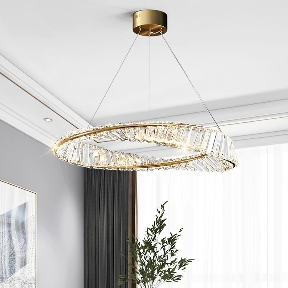 Crystal Light Luxury Chandelier Luxury Postmodern LED Pendant Light Large Indoor Gold