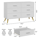 6 Drawer Dresser, Wide Chest of Drawers Organizer Storage with Drawers