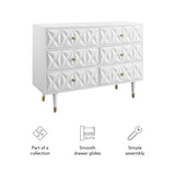 Home Décor Sheerah Six Drawer Geo Texture White Dresser, Gold