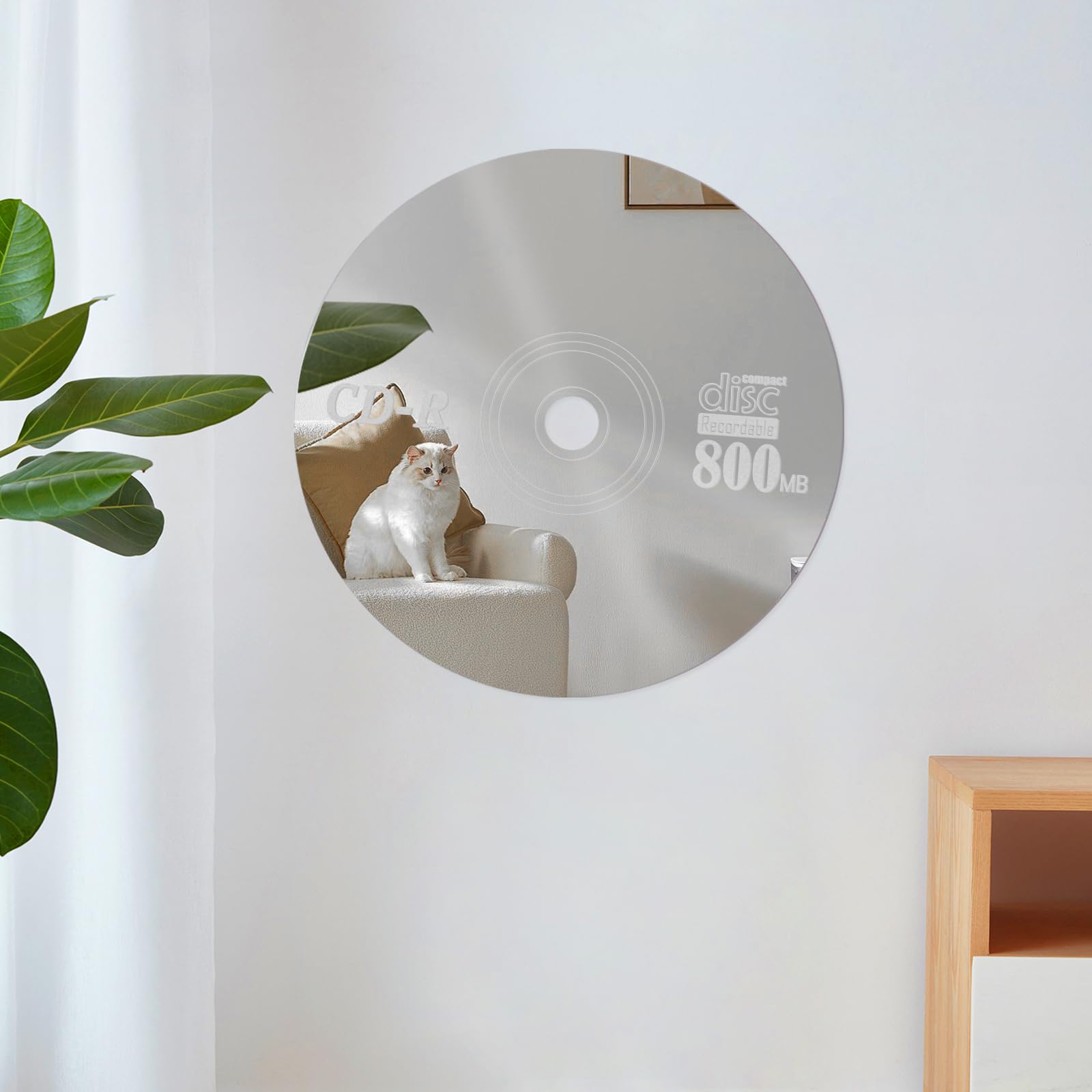 Vintage CD Silver Round Mirror Hippie Decor 14 in Acrylic Mirror Retro Cool 90s