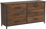 6 Drawer Double Dresser, Industrial Wood Dresser for Bedroom, Storage Cabinet