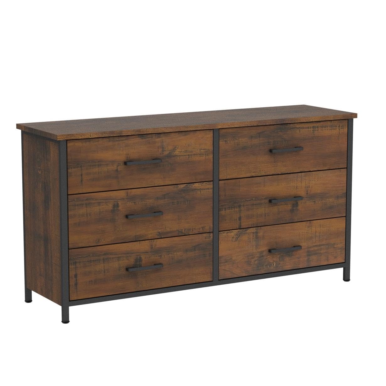 Double Dresser, Industrial Wood Dresser for Bedroom