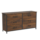 6 Drawer Double Dresser, Industrial Wood Dresser for Bedroom, Storage Cabinet