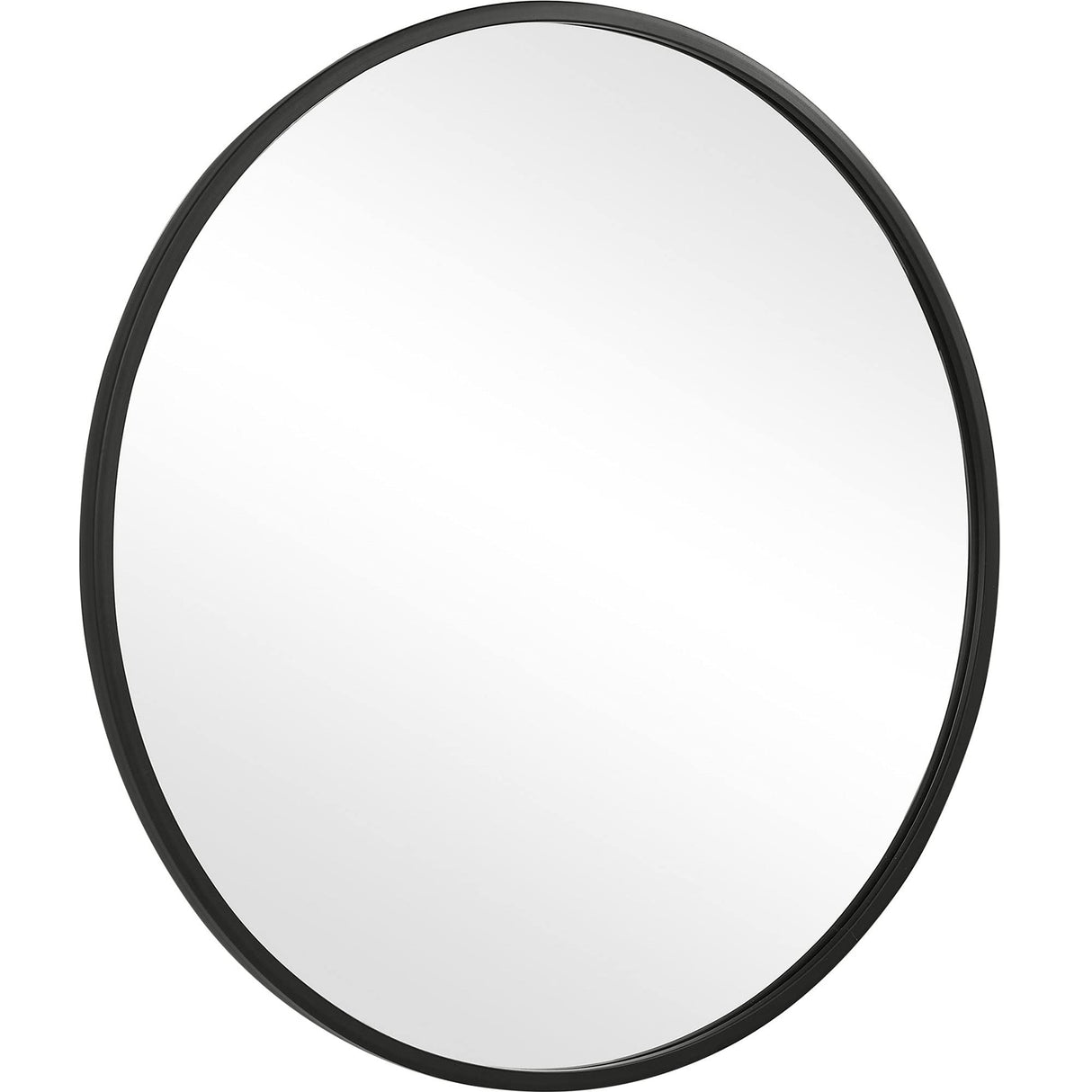Round Shape Sleek Frame Mirror, Black